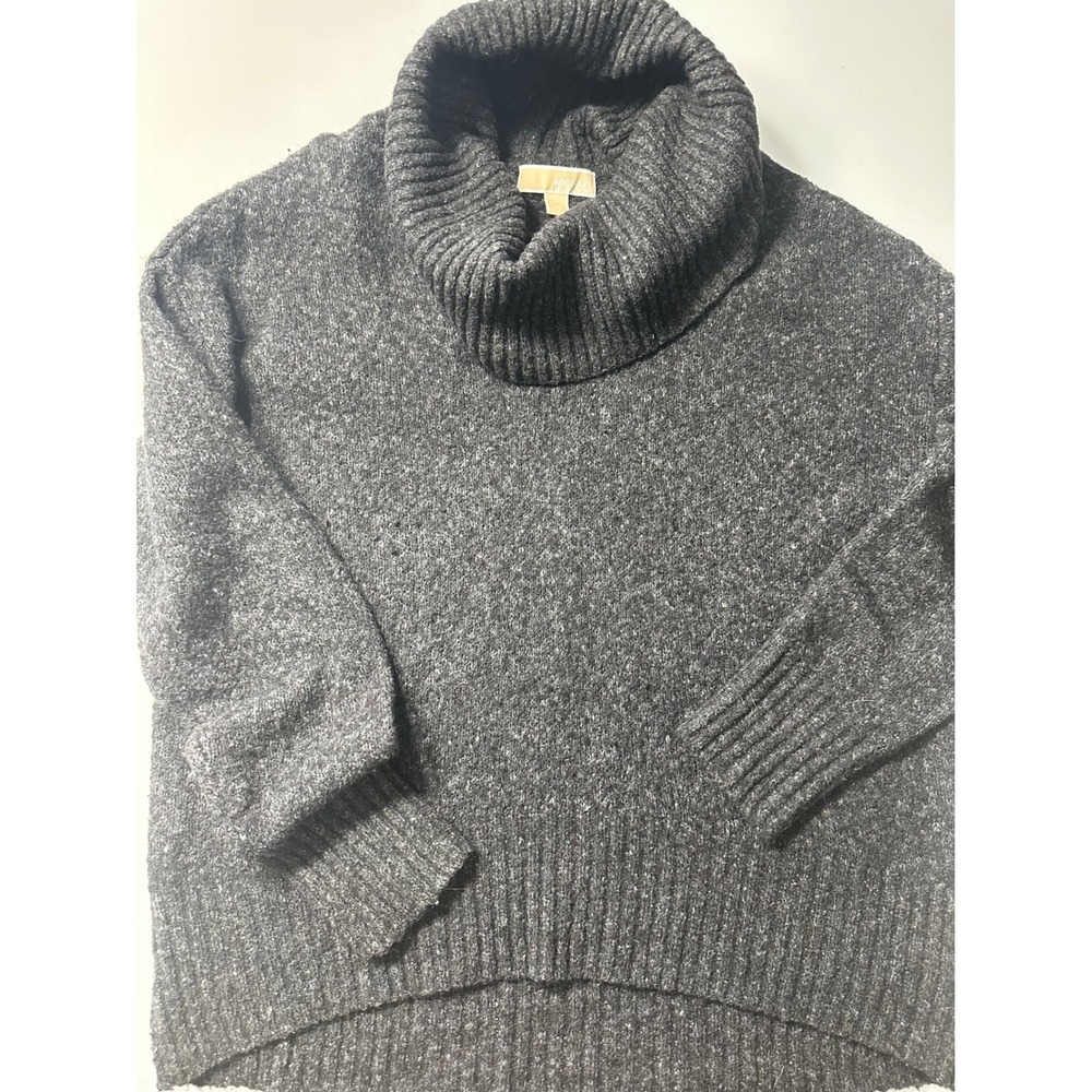 Michael Kors Womens Gray Wool Blend Cowl Neck Oversized Sweater Size M